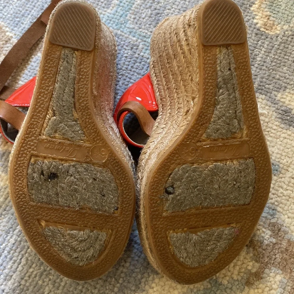 Delman wedges. Orange strap, woven platform. Extremely comfortable. Size 6.5 - Picture 3 of 4